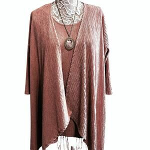 Soft Pink Romans Layered Cardigan w/ Attached Tank – Women’s L EUC